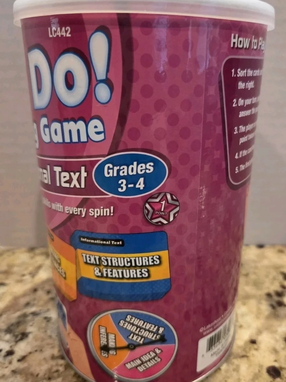 Lakeshore LC442 Can Do! Reading Game Informational Text Grades 3 Missing Spinner